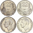 Bulgaria 2 x 100 Leva 1934 & 1937
KM# 45; Silver; Boris III