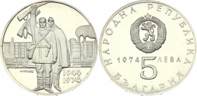 Bulgaria 5 Leva 1974
KM# 92; Silver Proof; 30th Anniversary - Liberation from Fascism September 9, 1944