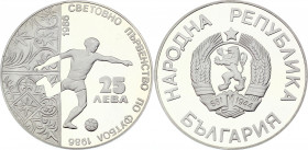 Bulgaria 25 Leva 1986
KM# 194; Silver Proof; 1986 World Cup, Mexico
