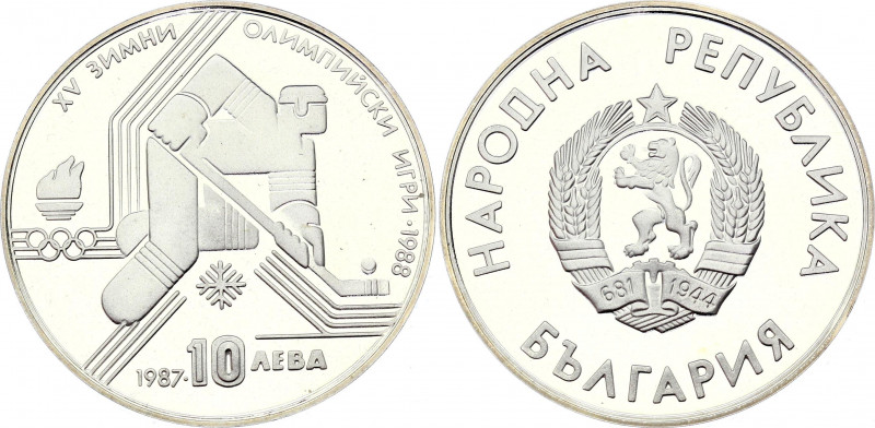 Bulgaria 10 Leva 1987
KM# 184; Silver Proof; 15th Winter Olympic Games, Calgary...