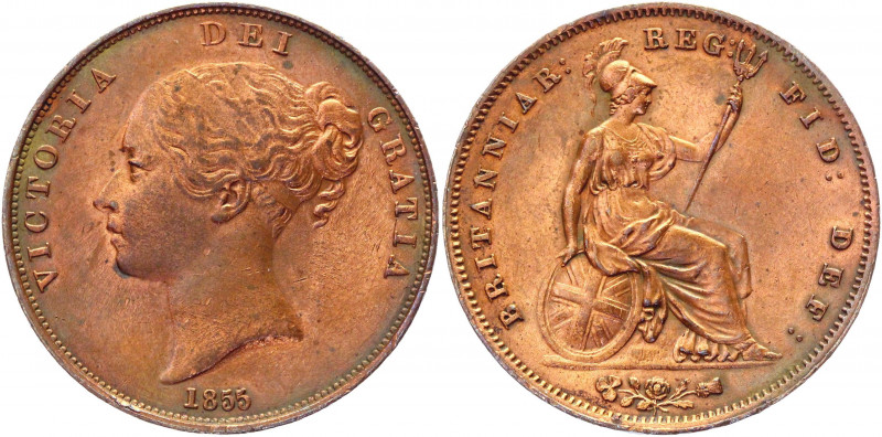 Great Britain 1 Penny 1855
KM# 739; Copper 18,85g.; Victoria; XF-AUNC