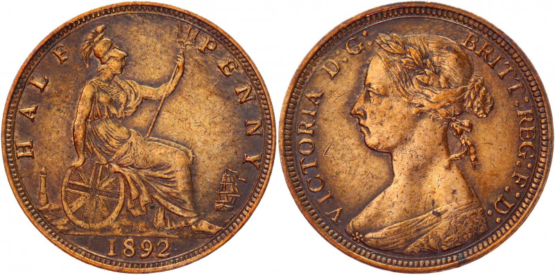 Great Britain 1/2 Penny 1892
KM# 754; Copper 5,52g.; Victoria; XF-AUNC