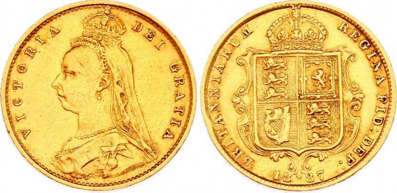 Great Britain 1/2 Sovereign 1887
KM# 766; Gold (.917) 3,99g.; Victoria; XF