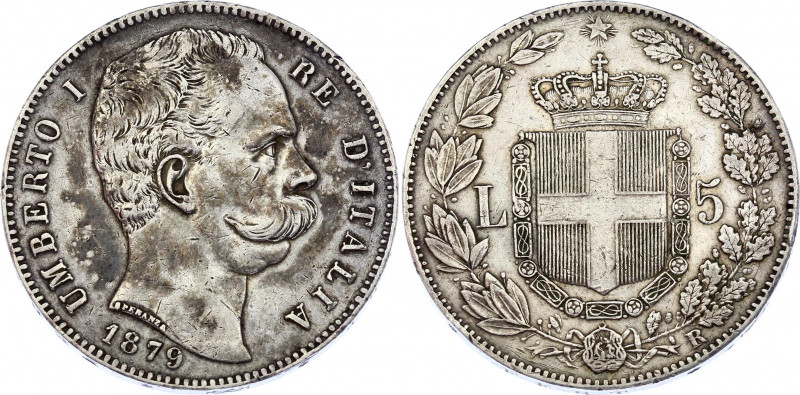 Italy 5 Lire 1879 R
KM# 20; Silver; Umberto I; XF+