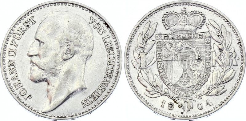 Liechtenstein 1 Krone 1904
Y# 2; Silver; Johann II; XF