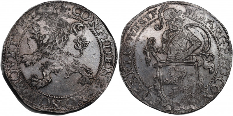 Netherlands West Frisia Taler 1647
KM# 14.2; Silver 25,74g.; Mintmark: Lily; AU...