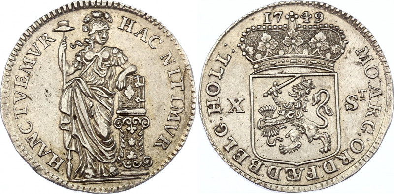 Netherlands Holland 10 Stuivers 1749
KM# 95; Silver; XF+