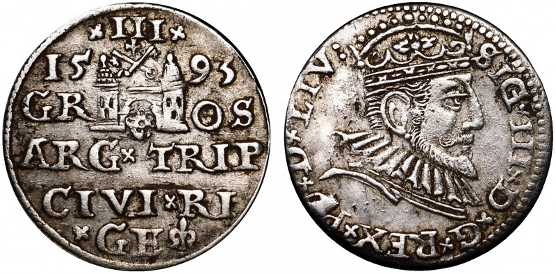 Polish - Lithuanian Commonwealth 3 Groschen 1593 Riga
Iger# R.93.1d; Silver 2.3...