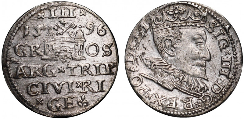 Polish - Lithuanian Commonwealth 3 Groschen 1596 Riga
Iger# R.96.1d; Silver 2.3...