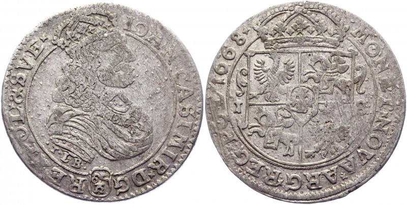 Poland Ort 1668
Kopicki# 1774; Silver 5,81g.; John II Casimir Vasa (1649-1668);...