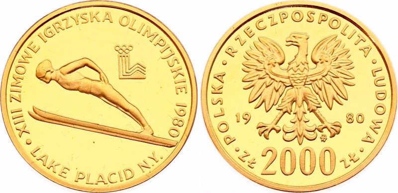 Poland 2000 Zlotych 1980 MW
Y# 111; Gold (.900) 8,00g.; 1980 Lake Placid Olympi...