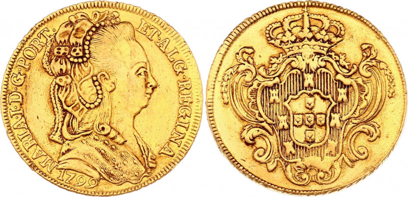 Portugal 4 Escudos - Peca 1799
KM# 299; Gold (.917) 14,30g.; Maria I; VF-XF