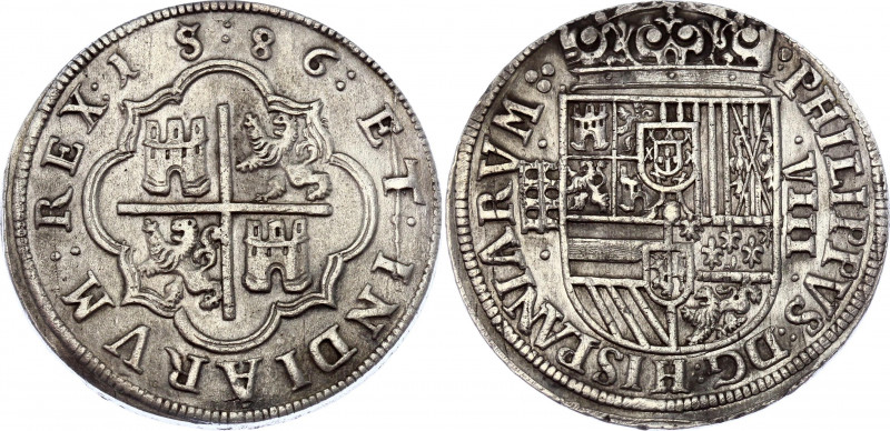 Spain 8 Reales 1586 Collectors Copy!
Cal# 164; Silver 26.99 g.; Segovia; Felipe...