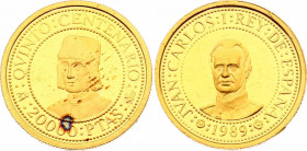 Spain 20000 Pesetas 1989
KM# 843; Gold (.999) 6,75g.; Juan Carlos I; Discovery of America; Mintage 6,427; Proof