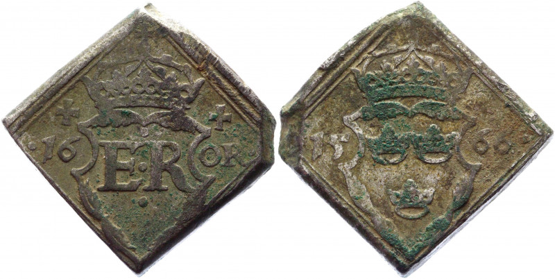 Sweden 16 Ore 1566 Klippe
Ahlström# 44a; Silver 23,73g.; Eric XIV (1560-1568); ...