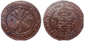 Sweden 1 Ore 1646 (MDCXLVI)
KM# 162.2; Coper 49.57g; Mint Avesta; aUNC Rare in this Condition