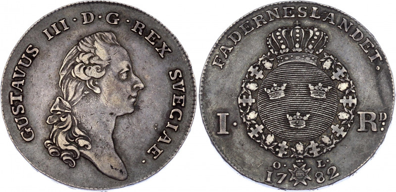 Sweden Riksdaler 1782 OL
KM# 527; Silver; Gustaf III; Mint: Stockholm; XF