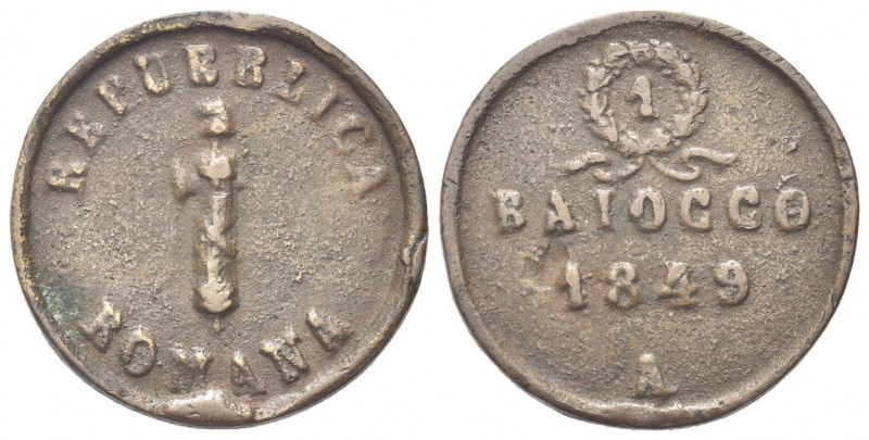 ANCONA
Seconda Repubblica Romana, 1848-1849
Baiocco 1849.
Æ gr. 13,27
Dr. Fa...