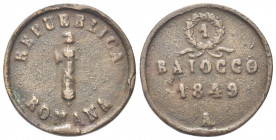 ANCONA
Seconda Repubblica Romana, 1848-1849
Baiocco 1849.
Æ gr. 13,27
Dr. Fascio littorio con scure, sormontato da pileo.
Rv. Valore e data.
Pag...