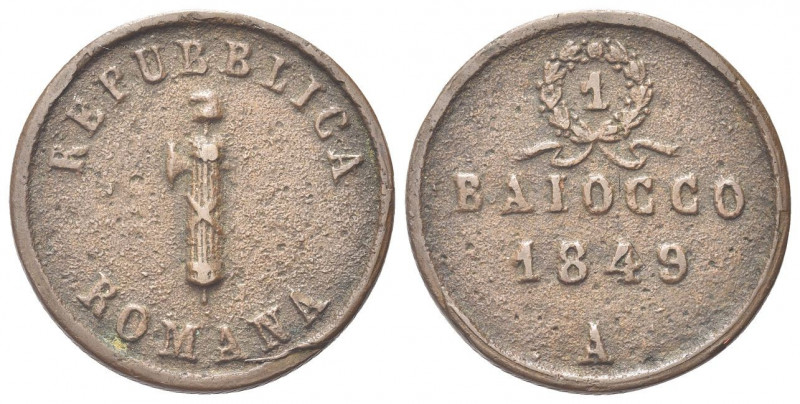 ANCONA
Seconda Repubblica Romana, 1848-1849
Baiocco 1849.
Æ gr. 12,64
Dr. Fa...