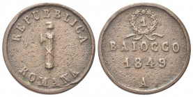 ANCONA
Seconda Repubblica Romana, 1848-1849
Baiocco 1849.
Æ gr. 12,64
Dr. Fascio littorio con scure, sormontato da pileo.
Rv. Valore e data.
Pag...