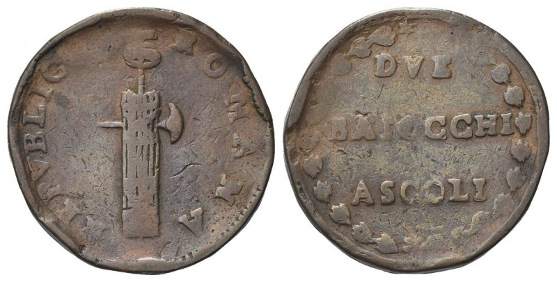 ASCOLI
Prima Repubblica Romana, 1798-1799.
Due Baiocchi.
Æ gr. 15,73
Dr. REP...