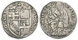 BOLOGNA
Adriano VI (Adriaan Florensz), 1522-1523.
Carlino.
Ag gr. 1,77
Dr. BONONIA - DOCET. Stemma di Bologna con cimasa fogliata con giglio.
Rv....
