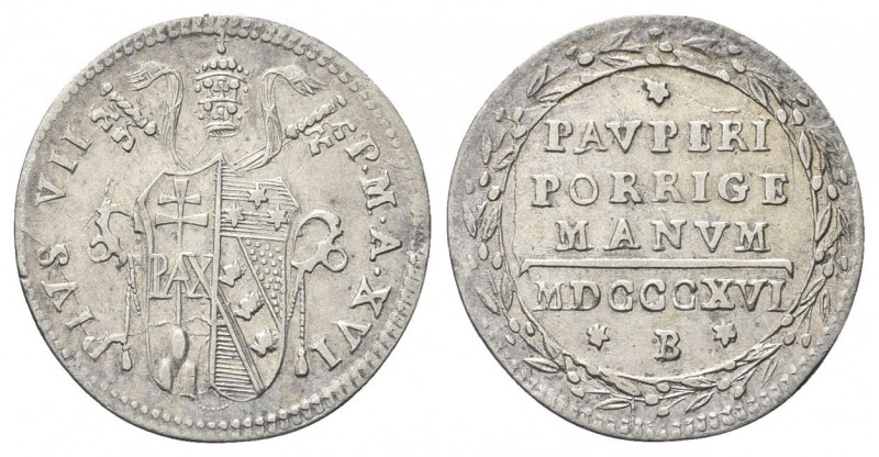 BOLOGNA
Pio VII (Barnaba Chiaramonti), 1800-1823.
Grosso 1816 a. XVI.
Ag gr. ...