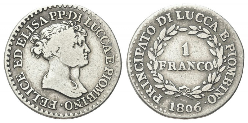 LUCCA E PIOMBINO
Felice e Elisa Baciocchi, 1805-1814.
Franco 1806.
Ag gr. 4,7...