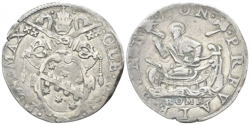 ROMA
Clemente VIII (Ippolito Aldobrandini), 1592-1605. 
Testone.
Ag gr. 9,34...