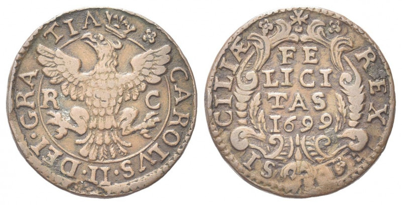 SICILIA
Carlo II di Spagna, Re di Napoli e Sicilia, 1665-1700.
Grano 1699, zec...