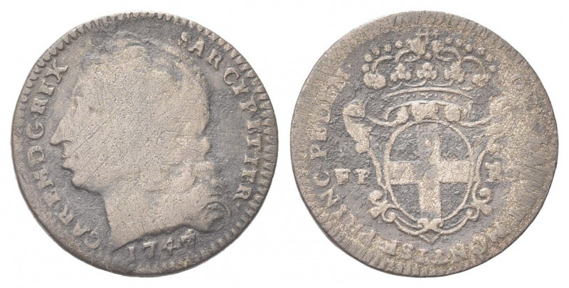 SAVOIA ANTICHI
Carlo Emanuele III, 1730-1773.
Soldi 2,6 1747.
Mi gr. 3,16
Dr...