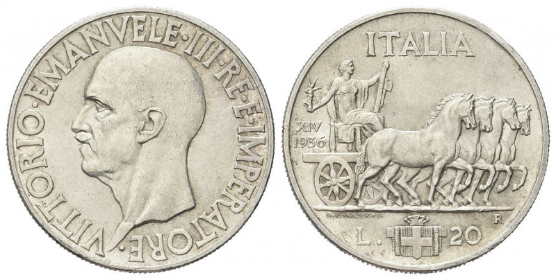 REGNO D’ITALIA
Vittorio Emanuele III, 1900-1943.
20 Lire 1936 a. XIV Roma, Qua...