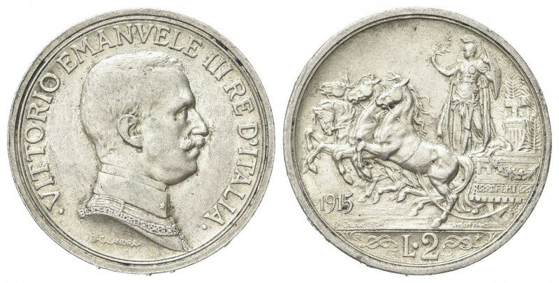 REGNO D’ITALIA
Vittorio Emanuele III, 1900-1943.
2 Lire 1915 Roma, Quadriga br...