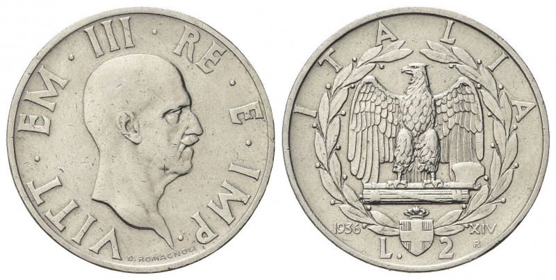 REGNO D’ITALIA
Vittorio Emanuele III, 1900-1943.
2 Lire 1936 a. XIV Roma, Impe...