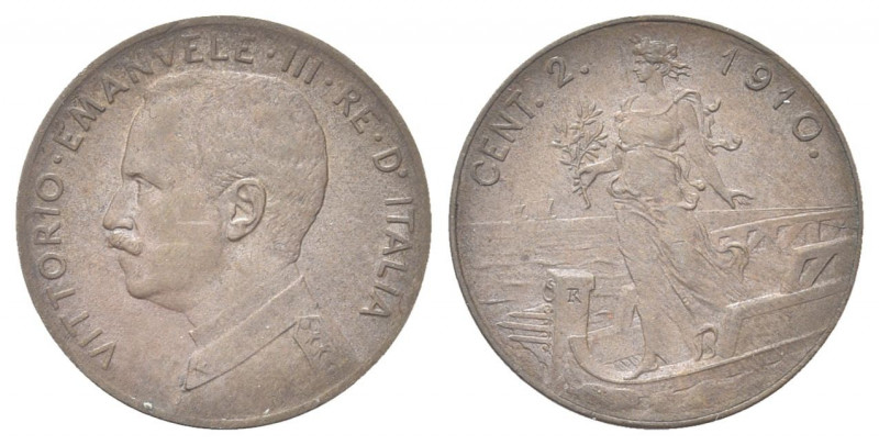 REGNO D’ITALIA
Vittorio Emanuele III, 1900-1943.
2 Centesimi 1910 Roma, Italia...