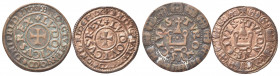 FRANCIA
 Luigi IX, 1226-1270.
Due esemplari-Doppio tornese, (riproduzioni).
Æ gr. 2,74 e 3,62
Dr.+BHDICTV SIT NNOME DNI PRI DEI LIX / +LVDOVICVS R...