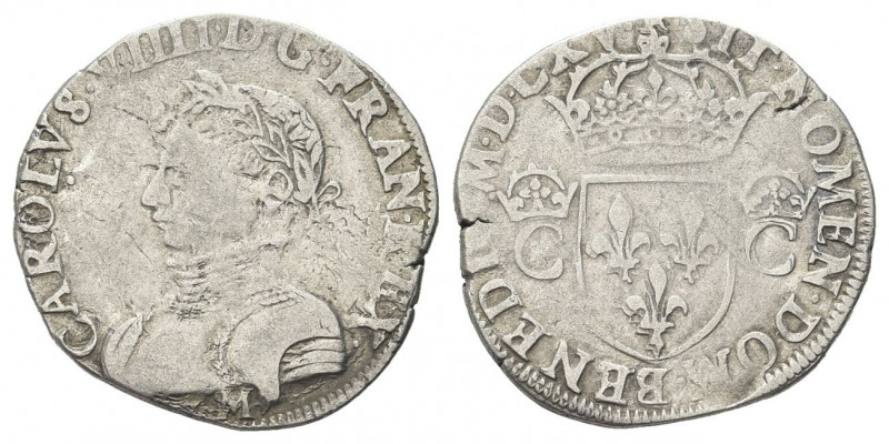 FRANCIA
Carlo IX di Valois, 1560-1574. 
Mezzo Testone 1563 M, Tolosa.
Ag gr. ...