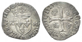 FRANCIA
Enrico III, 1574-1579
Dozzina 1575, zecca illeggibile.
Mi gr. 2,21
Dr. HENRICVS III D G FRAN ET POL REX. Scudo coronato; ai lati, H - H.
...