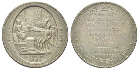 FRANCIA
La Convention, 1792-1795.
Moneta fiduciaria (Monneron) da 5 Soldi 1792 opus J. Droz e A. Duprè.
Æ gr. 27,20 mm. 40
Dr. VIVRE LIBRES - OU M...