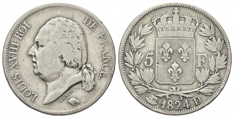 FRANCIA
Luigi XVIII di Borbone, Secondo governo 1815-1824.
5 Franchi 1823 D, L...