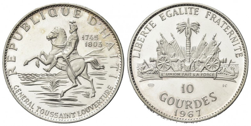 HAITI
Repubblica di Haiti, dal 1863.
10 Gourdes 1967.
Ag gr. 46,87
Dr. Il ge...