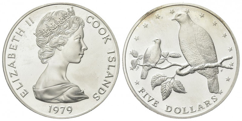 ISOLA DI COOK
Elisabetta II, dal 1952.
5 Dollari 1979.
Ag gr. 27,81
Dr. Bust...