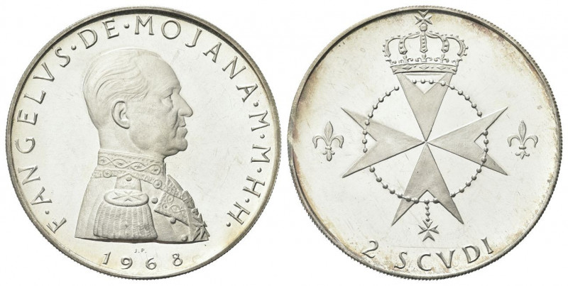 MALTA - SMOM
Angelo de Mojana di Cologna, 1962-1988.
2 Scudi 1968.
Ag gr. 24,...