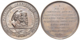 ROMA
Pio IX (Giovanni Maria Mastai Ferretti), 1846-1878.
Medaglia 1867.
Æ gr. 48,24 mm 48,6
Dr. ROMAE PARENTES ARBITRIQVE GENTIVM. Busti accollati...