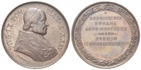 ROMA
Pio IX (Giovanni Maria Mastai Ferretti), 1846-1878.
Medaglia premio straordinaria 1869 a. XXIV opus F. Speranza.
Æ gr. 64,83 mm 50,8
Dr. PIVS...