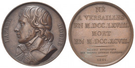FRANCIA
Lazare Hoche (generale), 1768-1797.
Medaglia 1821 opus F. Gayrard.
Æ gr. 42,02 mm 
Dr. LAZARE - HOCHE. Busto a s.; sotto la troncatura del...