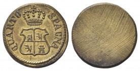 ITALIA
Carlo III di Borbone, Re di Spagna 1759-1788.
Peso Monetale di 2 Escudos.
Æ gr. 6,72
Dr. QUARTO - SPAGNA. Stemma coronato con le armi di Ca...