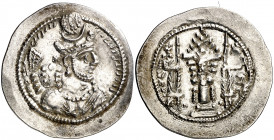 Imperio Sasánida. Varahran V. AH (Ahmatana: Hamadan). Dracma. (Mitchiner A. & C. W. 955 sim). Ex Savoca 15/09/2019, nº 87. 4,15 g. EBC-.