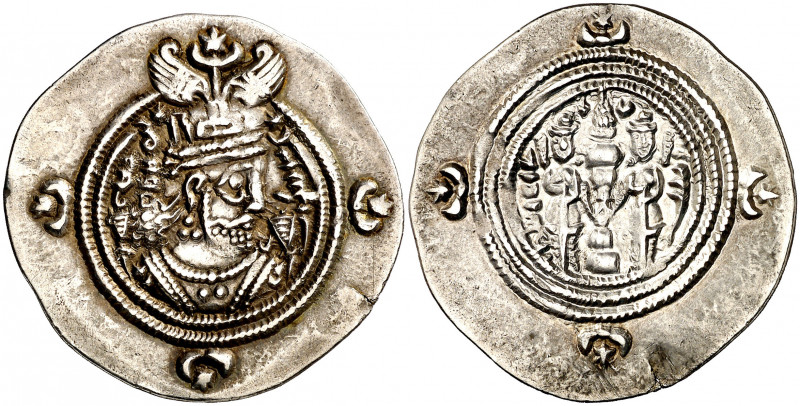 Imperio Sasánida. Año 29 (619 d.C.). Khusru II. AB (Abrashahr). Dracma. (Mitchin...
